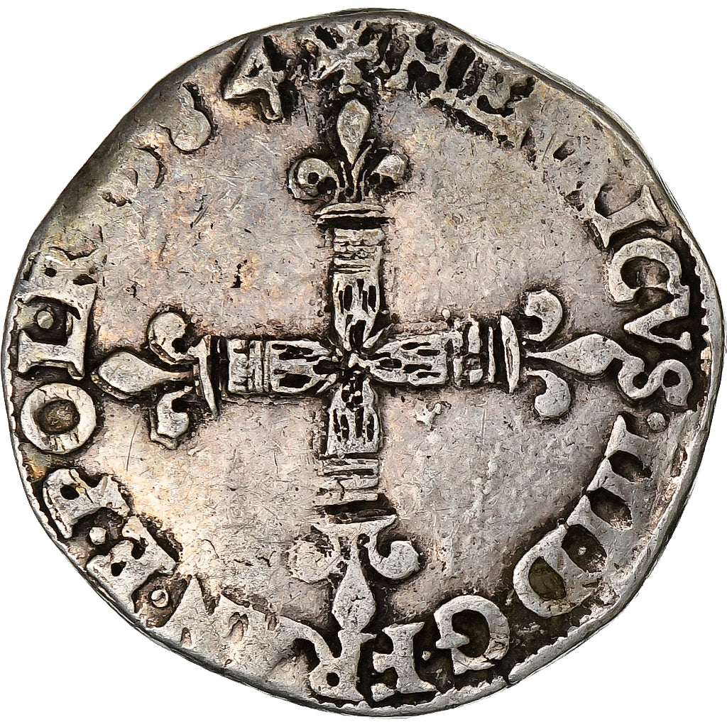 Francja, Henri III, 1/4 Ecu croix de face, 1584, Bayonne, Srebro, VF(20-25)
