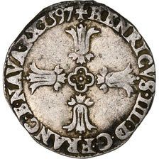 Francia, Henri IV, 1/4 Ecu, 1597, Bayonne, Plata, BC+, Gadoury:597