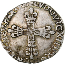 France, Louis XIII, 1/4 Ecu, 1624, Nantes, Silver, VF(20-25), Gadoury:27