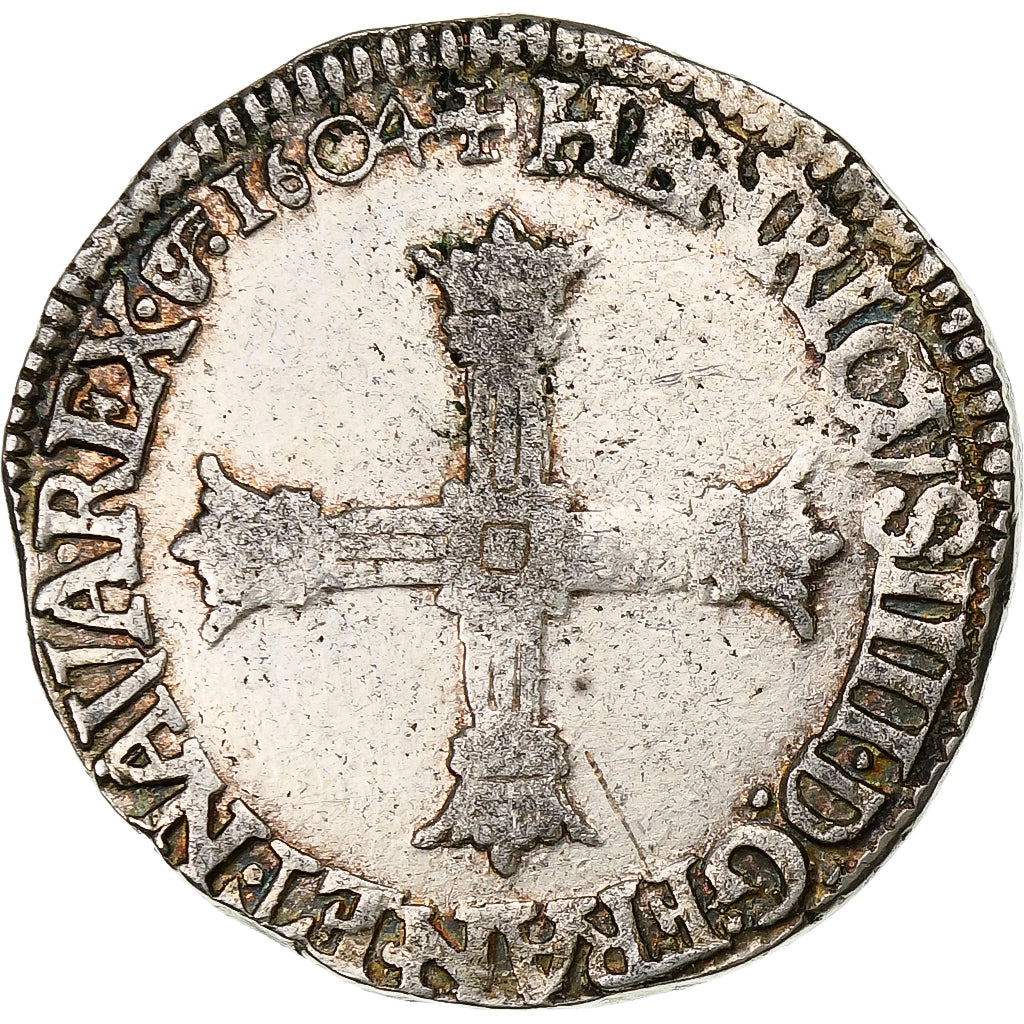 Francia, Henri IV, 1/4 Ecu, 1604, Saint-Lô, Plata, BC+, Gadoury:596A
