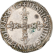 Francia, Henri III, 1/4 Ecu, 1587, Rouen, Argento, BB, Gadoury:494
