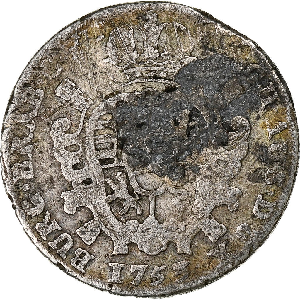 NIDERLANDY AUSTRIACKIE, Maria Theresa, Escalin, 1753, Anvers, Srebro, VF(20-25)