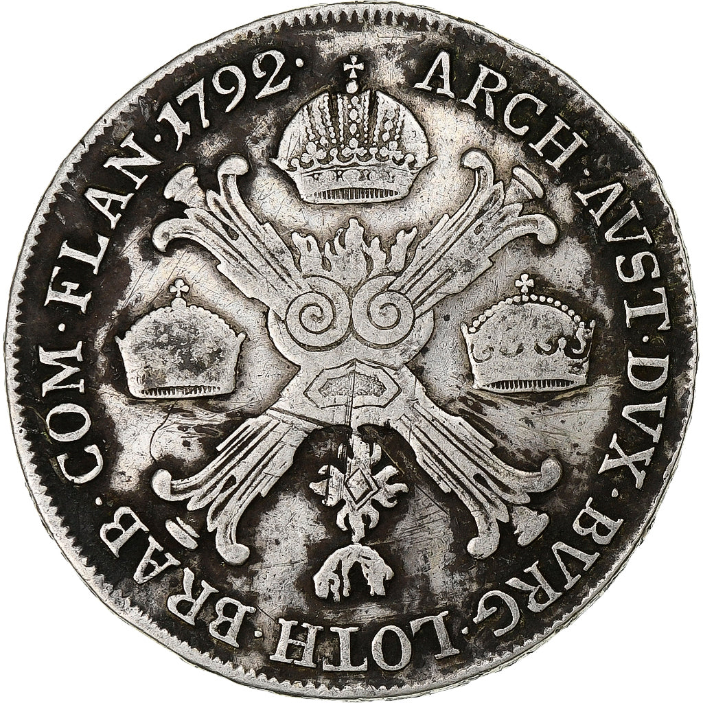 Austrian Netherlands, Leopold II, 1/2 Couronne, 1792, Günzburg, Silver