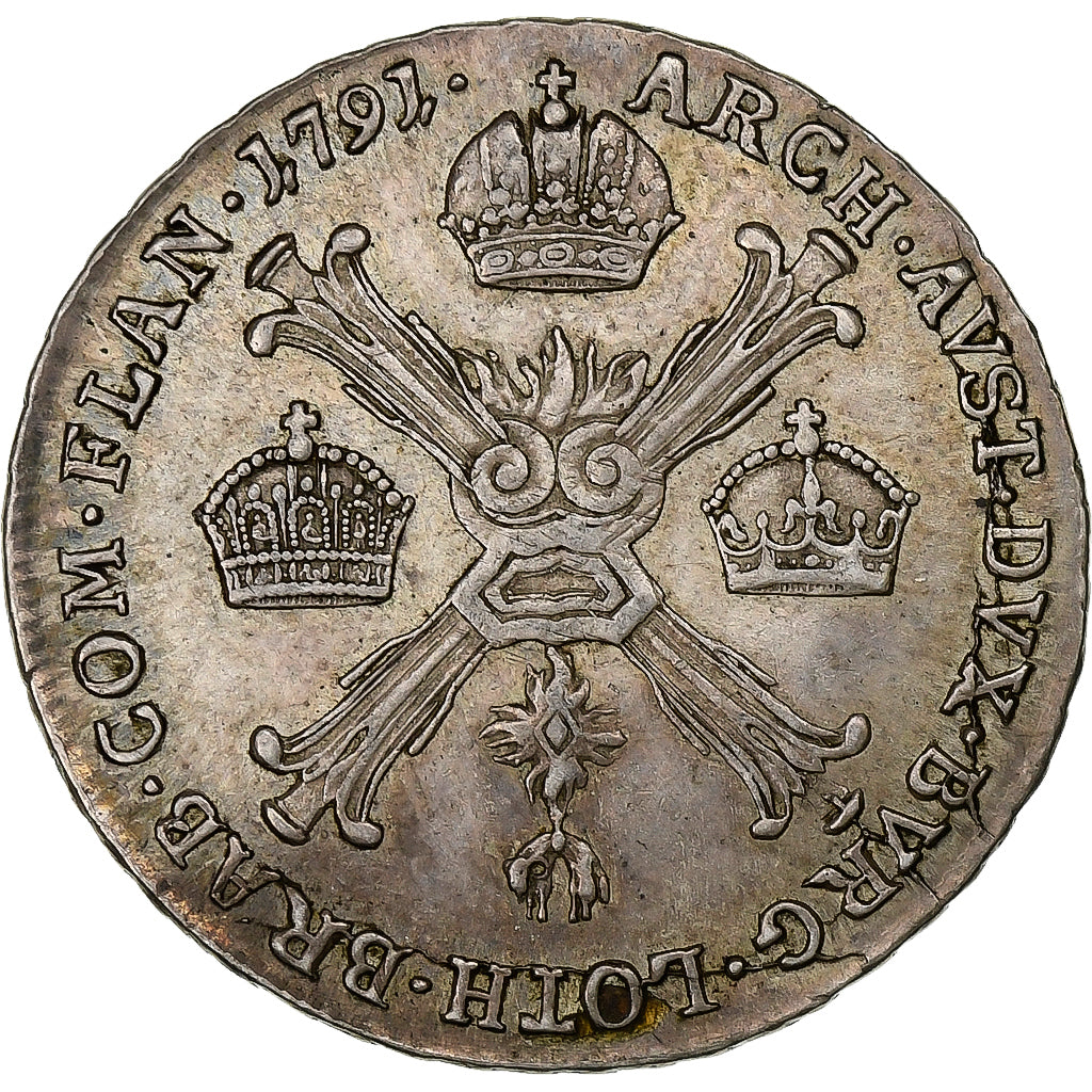 Austrian Netherlands, Leopold II, 1/4 Kronenthaler, 1791, Günzburg, Silver
