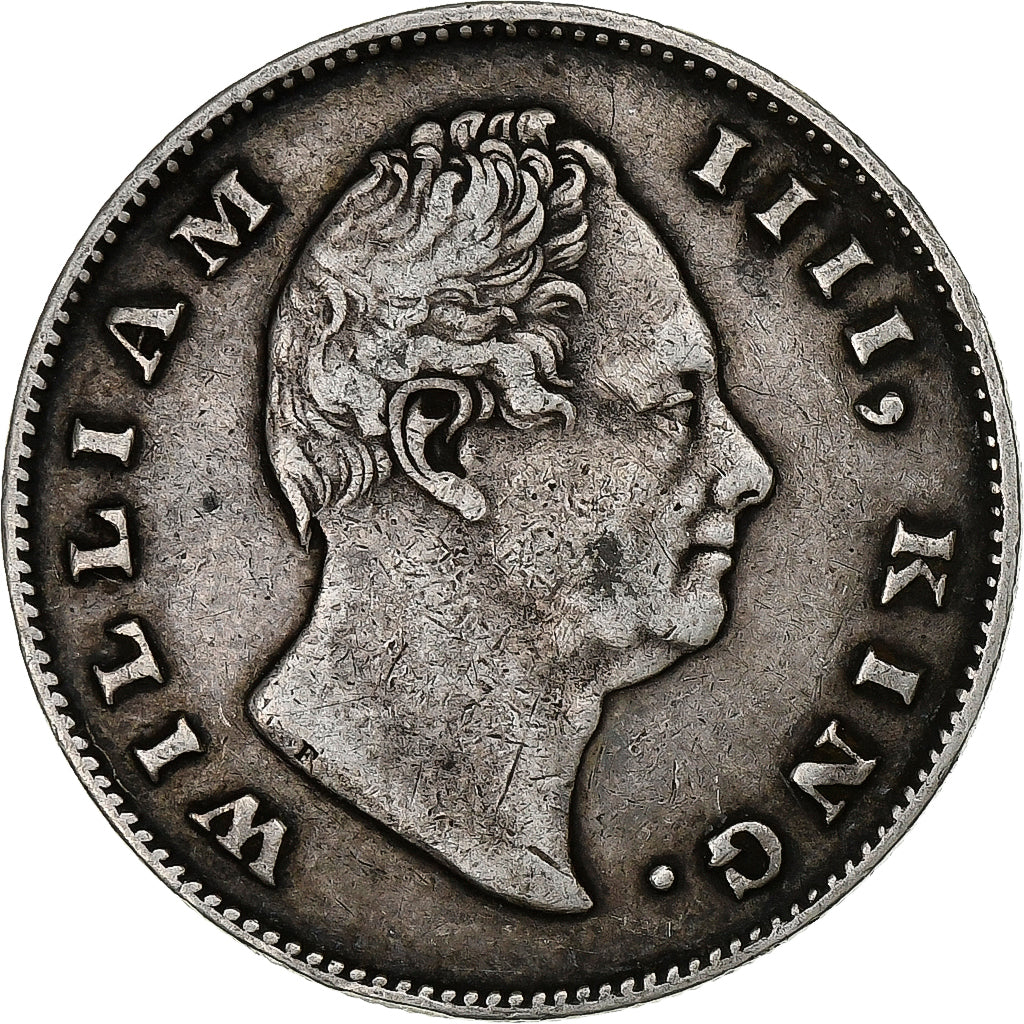 East India Company, William IV, 1 Rupee, 1835, Calcutta, Zilver, ZF, KM:450