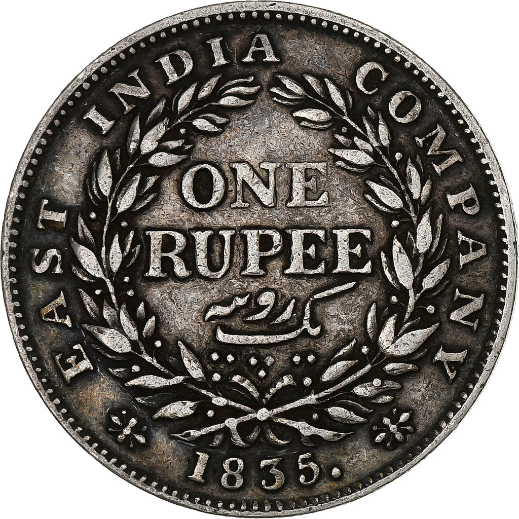 East India Company, William IV, 1 Rupee, 1835, Calcutta, Zilver, ZF, KM:450