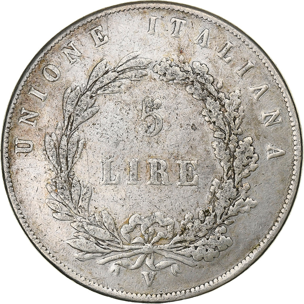 Republic of Venice, 5 Lire, 1848, Venice, Silver, VF(20-25), KM:804
