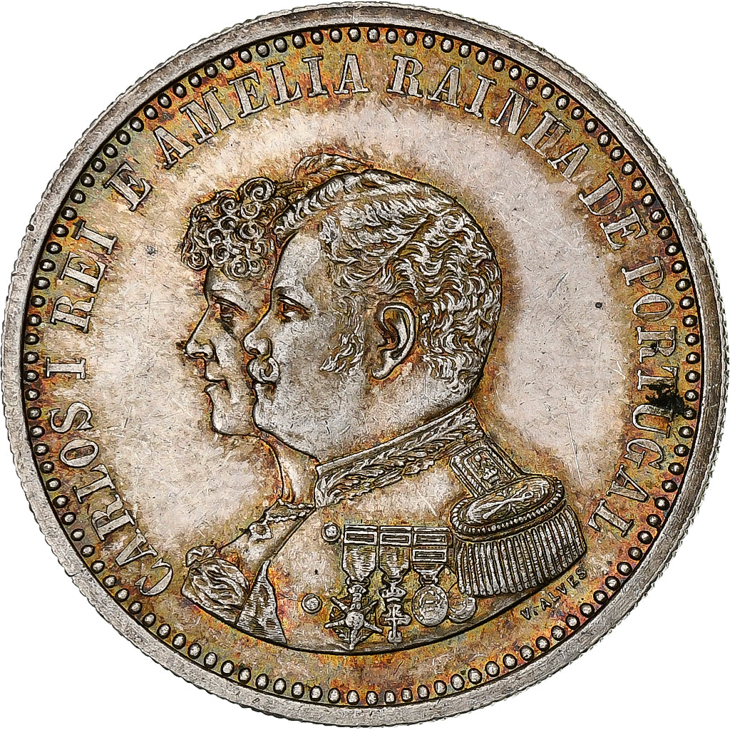 Portogallo, Carlos I, 500 Reis, 1898, Lisbon, Argento, BB, KM:538
