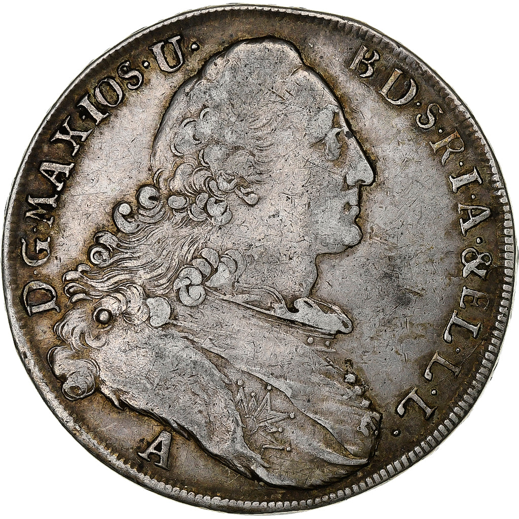 Électorat de Bavière, Maximilien III Joseph, Thaler, 1775, Amberg, Argent, TB