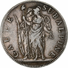 Piedmontese Republic, 5 Francs, An 9 (1801), Torino, Silver, VF(20-25)