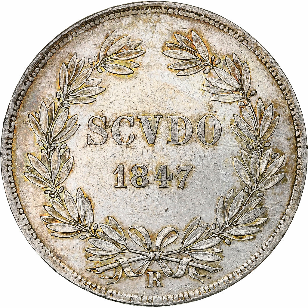 Papal States, Pius IX, Scudo, 1847, Rome, Srebro, AU(55-58), KM:1336.1