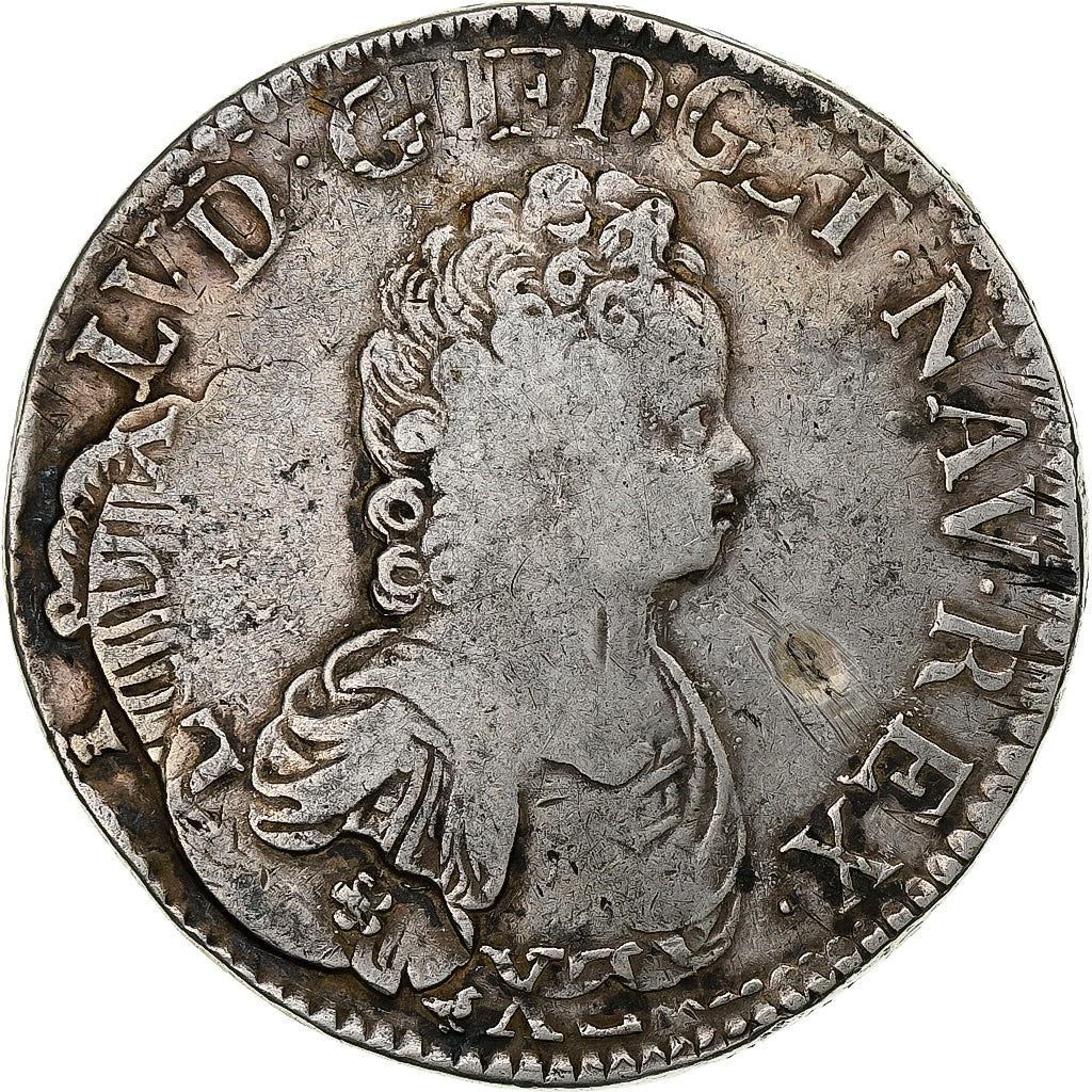 France, Louis XV, Ecu Vertugadin, 1716, Lille, reformed, Silver, VF(20-25)