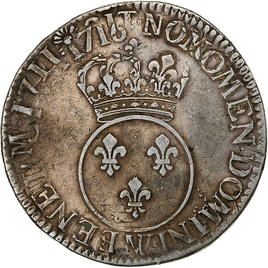 France, Louis XV, Ecu Vertugadin, 1716, Lille, reformed, Silver, VF(20-25)