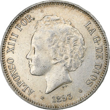 Spain, Alfonso XIII, 5 Pesetas, 1893, Madrid, Silver, EF(40-45), KM:700