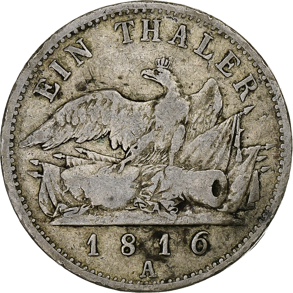 Kingdom of Prussia, Friedrich Wilhelm III, 1 Thaler, 1816, Berlin, Argento, MB
