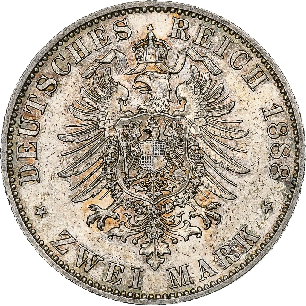 Kingdom of Prussia, Friedrich III, 2 Mark, 1888, Berlin, Silver, AU(55-58)