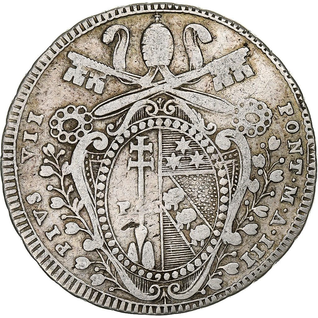 Papal States, Pius VII, Scudo, 1802, Rome, Silver, VF(20-25), KM:1249