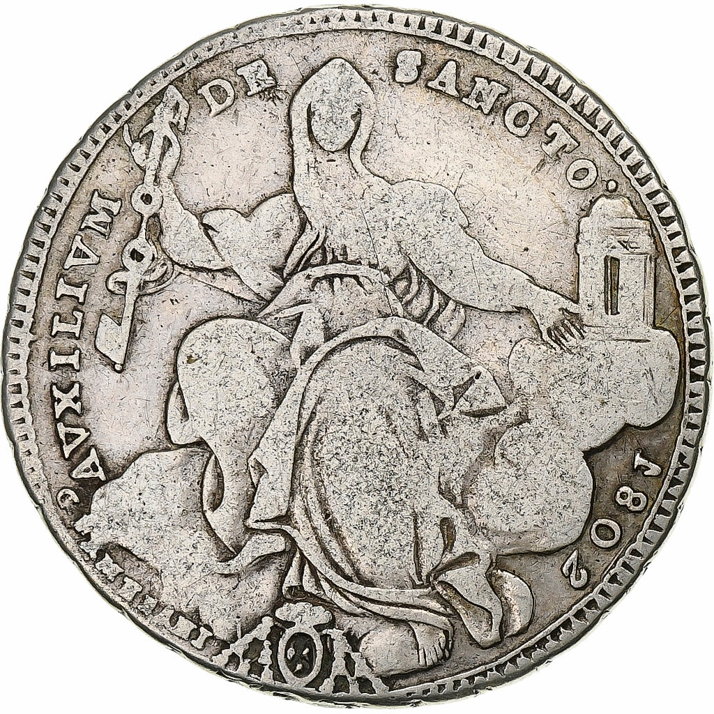 Papal States, Pius VII, Scudo, 1802, Rome, Silver, VF(20-25), KM:1249