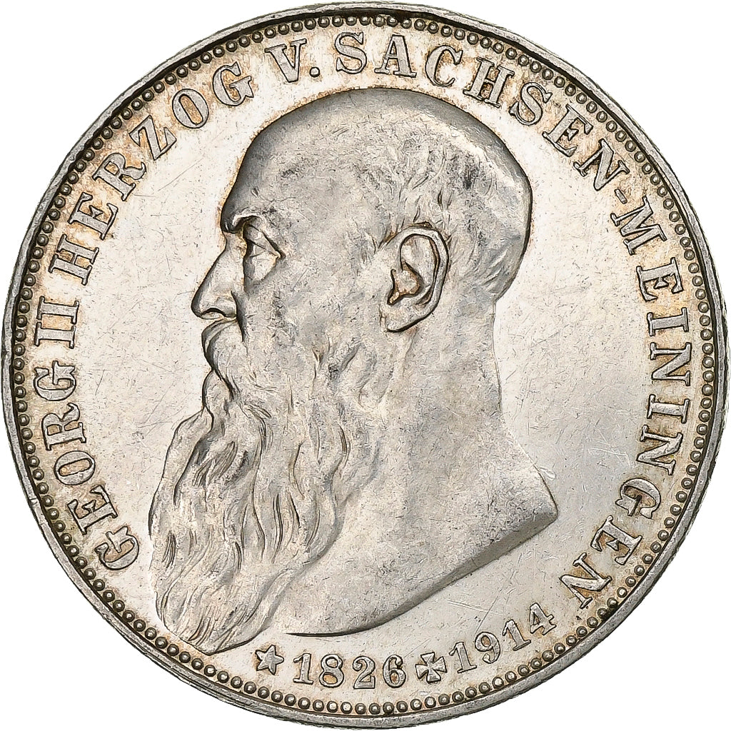 Duché de Saxe-Meiningen, Georges II, 3 Mark, 1915, Munich, Argent, TTB+, KM:207