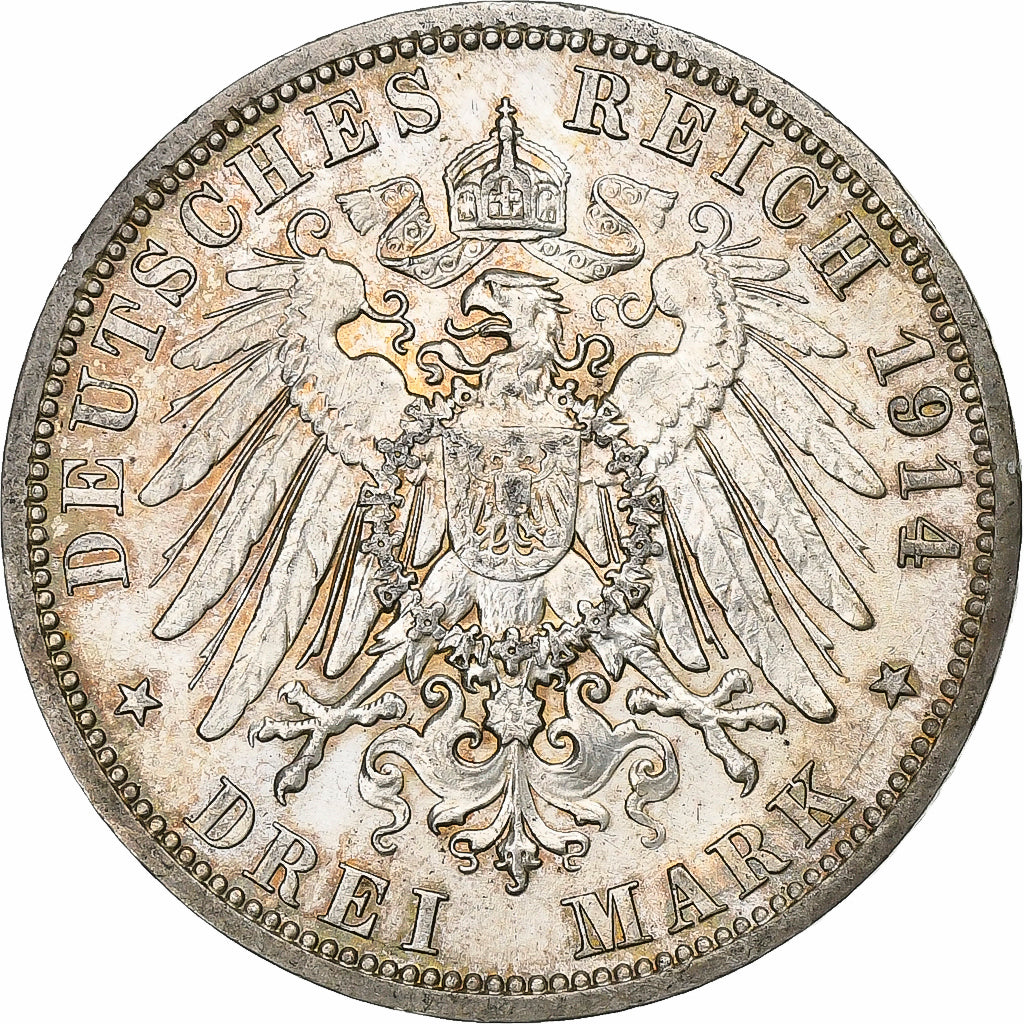 Kingdom of Prussia, Wilhelm II, 3 Mark, 1914, Berlin, Zilver, ZF, KM:538