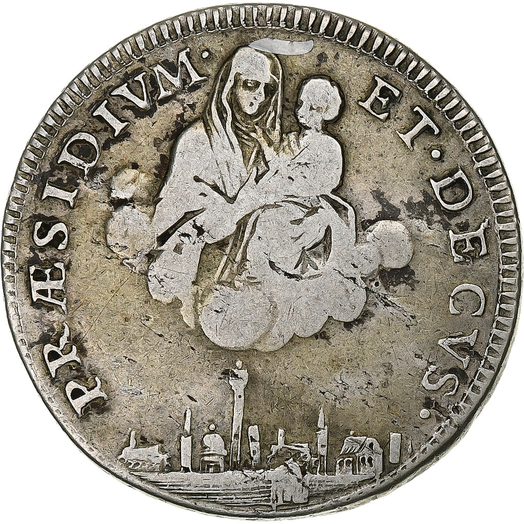 Cispadane Republic, 5 Paoli, 1/2 Scudo, 1796, Bologna, Plata, BC+