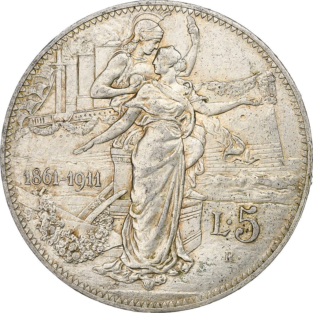 Italia, Vittorio Emanuele III, 5 Lire, 1911, Rome, Argento, BB, KM:53