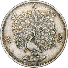 Myanmar, Mindon Min, 5 Mu, CS 1214 (1853), Heaton, Silver, VF(30-35), KM:9
