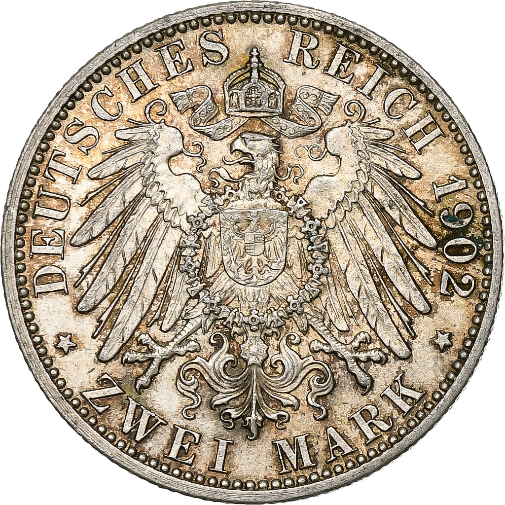 Grand Duchy of Baden, Friedrich I, 2 Mark, 1902, Berlin, Zilver, PR, KM:271