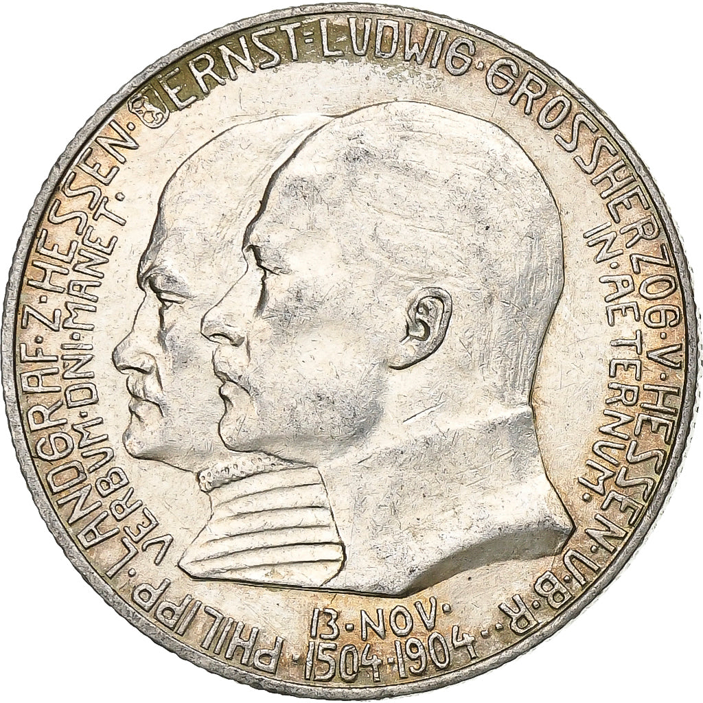 Grand Duchy of Hessen, Ernst Ludwig, 2 Mark, 1904, Berlin, Silber, VZ, KM:372