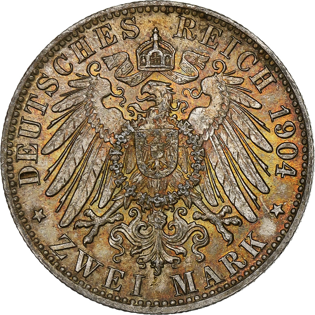 City of Bremen, 2 Mark, 1904, Hamburg, Silver, AU(55-58), KM:250