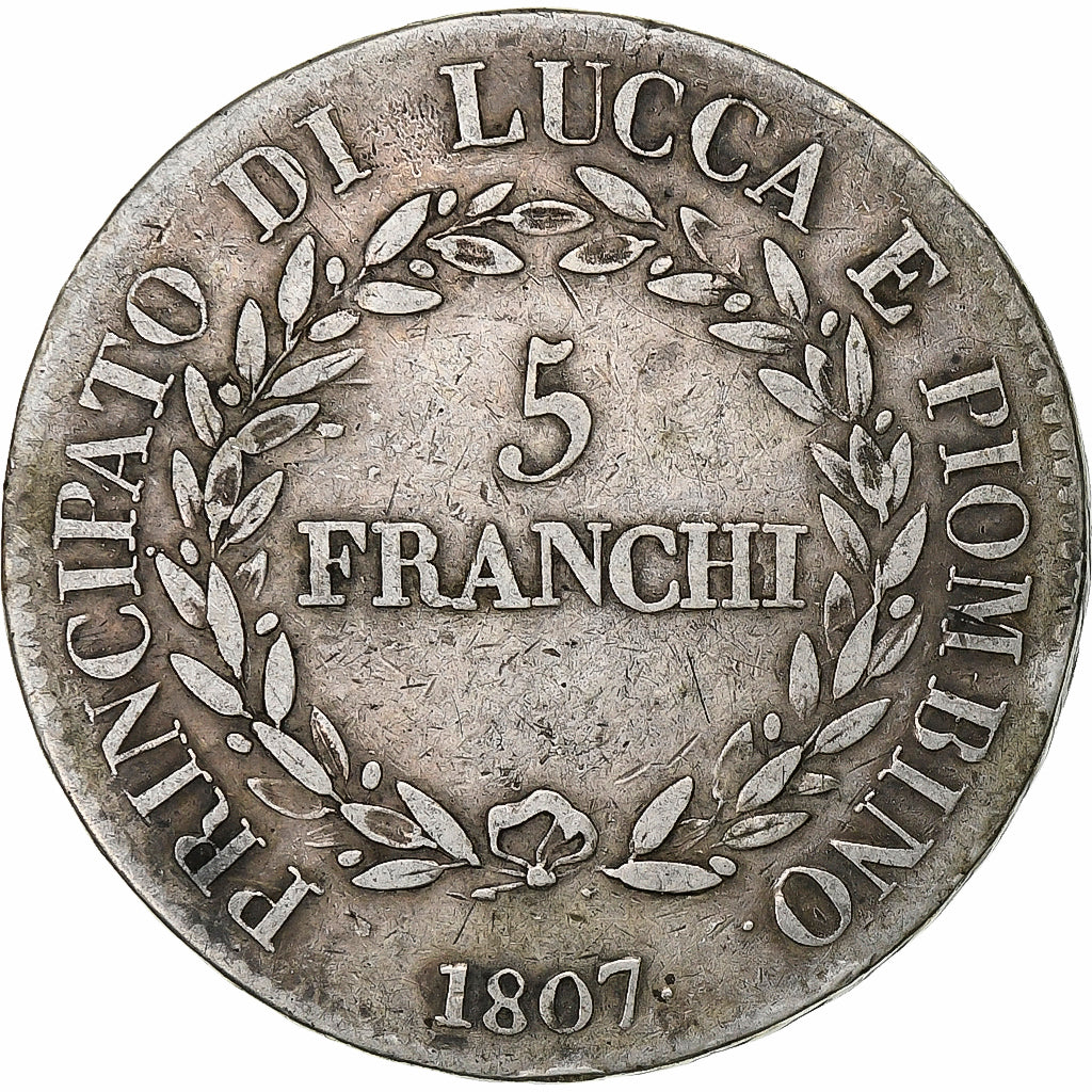Principality of Lucca and Piombino, Felix and Elisa, 5 Franchi, 1807, Firenze