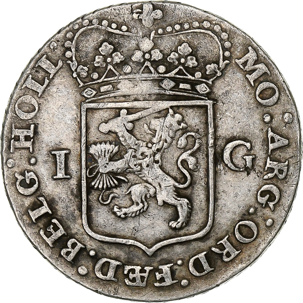 Dutch Republic, 1 Gulden, 1793, Dordrecht, Zilver, FR, KM:73