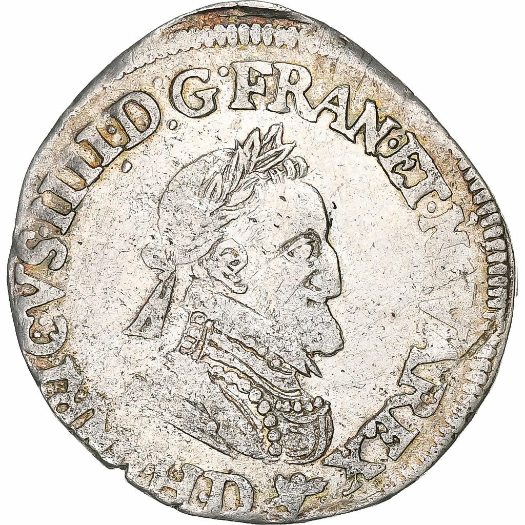 France, Henri IV, 1/2 Franc buste lauré, 1604, Lyon, Silver, VF(20-25)