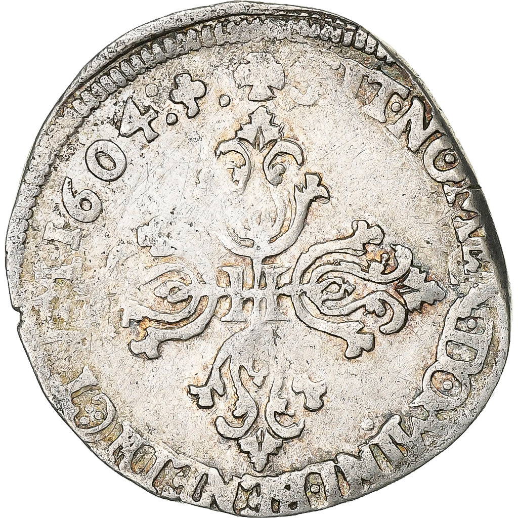 France, Henri IV, 1/2 Franc buste lauré, 1604, Lyon, Silver, VF(20-25)