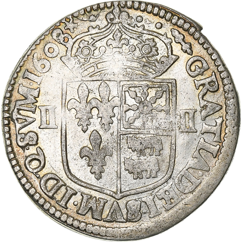 Frankreich, Henri IV, 1/4 Ecu de Béarn, 1608, Pau, Silber, S+, Gadoury:603