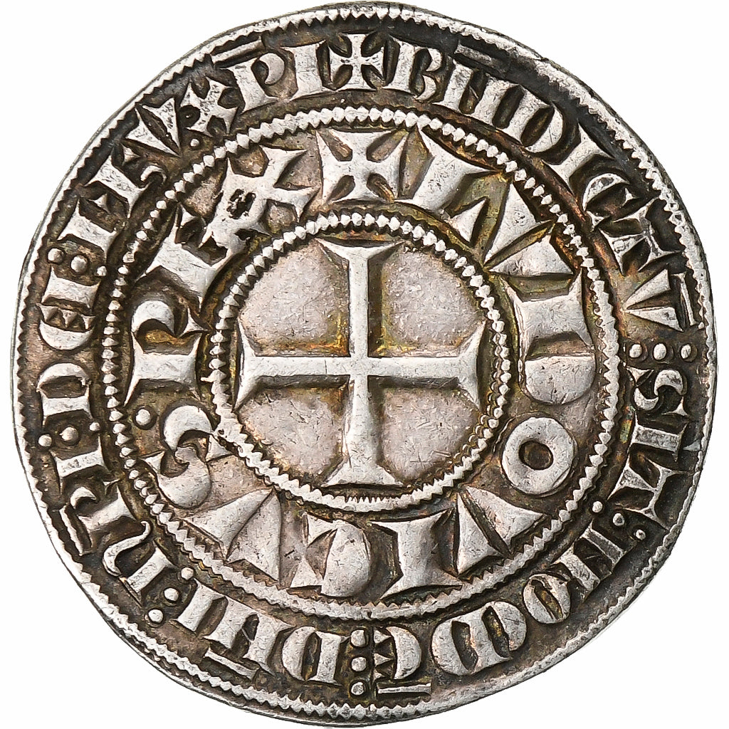 France, Louis IX, Gros Tournois, 1266-1270, Silver, AU(50-53), Duplessy:190D