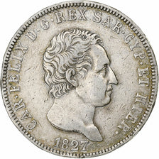 Kingdom of Sardinia, Carlo Felice, 5 Lire, 1827, Torino, Srebro, EF(40-45)