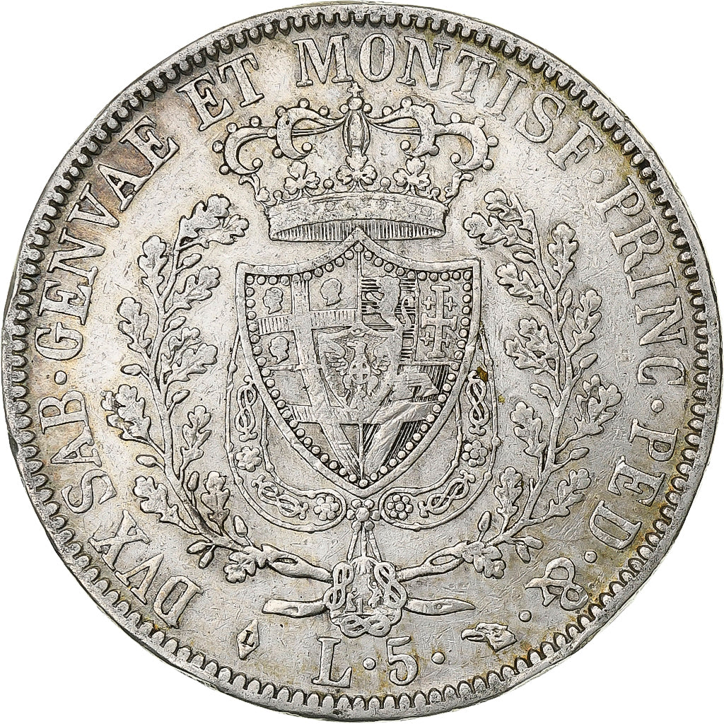 Kingdom of Sardinia, Carlo Felice, 5 Lire, 1827, Torino, Srebro, EF(40-45)