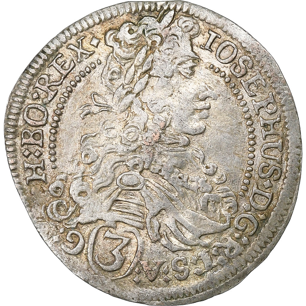 Austria, Joseph I, 3 Kreuzer, 1706, Graz, Silver, EF(40-45), KM:1463