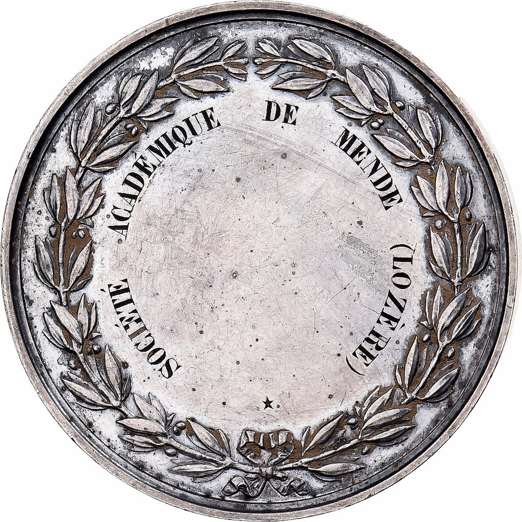 France, Medal, Louis Philippe I, Société académique de Mende, Silver, Barre