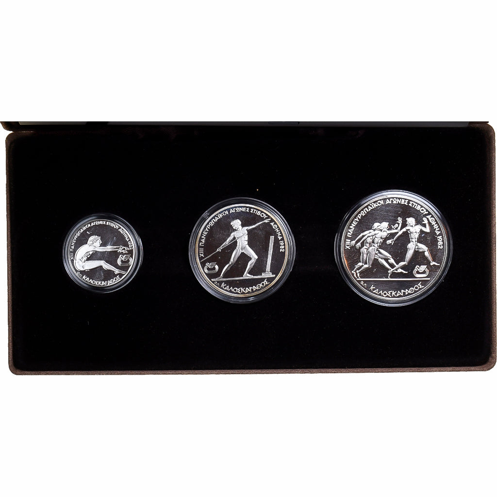 Griekenland, Set 100-500 Drachmai, Paneuropean games, 1982, Athens, Proof