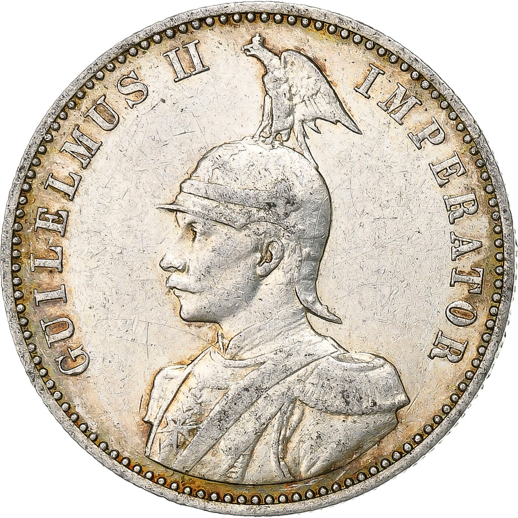 German East Africa, Wihelm II, 1/2 Rupee, 1891, Berlin, Silver, EF(40-45), KM:4