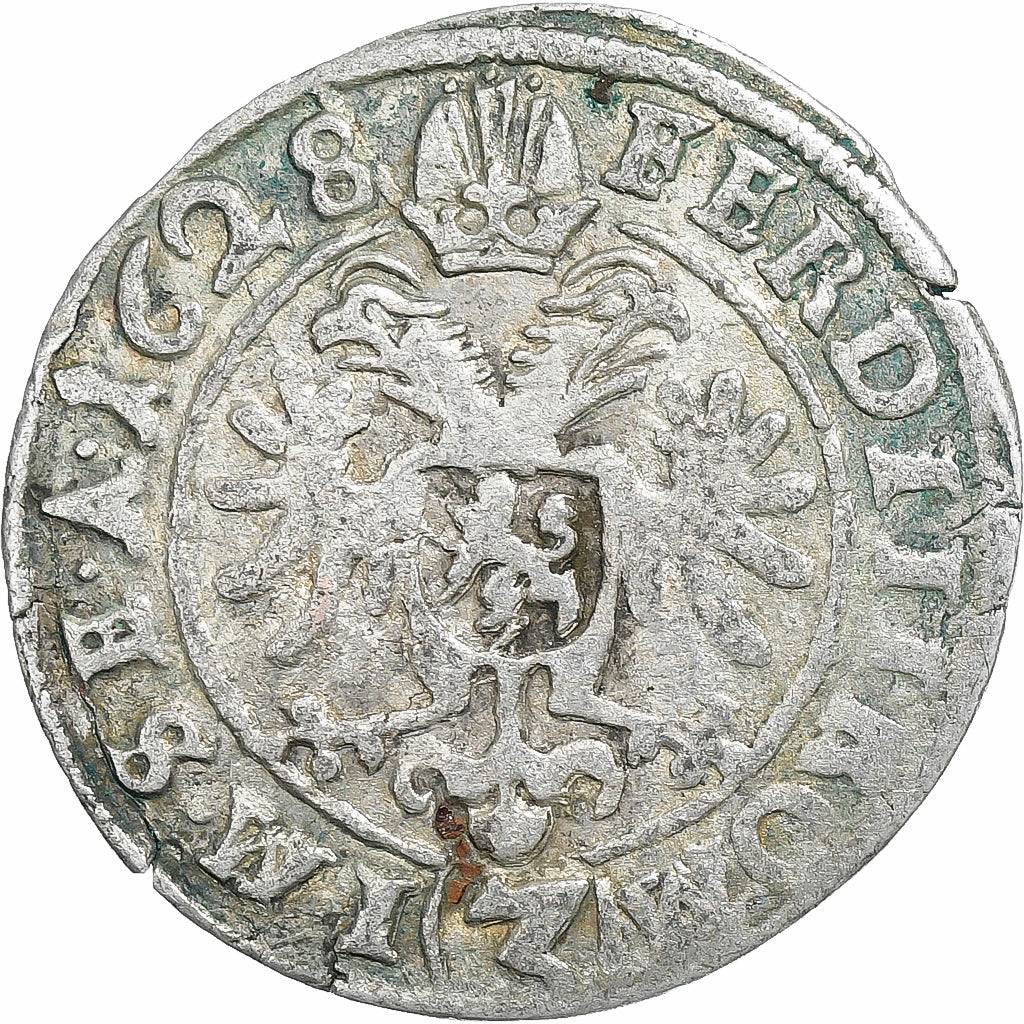 Regno di Boemia, Heinrich von Schlick, 3 Kreuzer, 1628, Argento, MB, KM:6