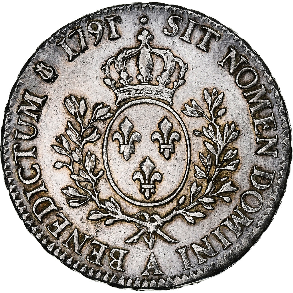 França, Louis XVI, Ecu aux branches d'olivier, 1791, Paris, Prata, EF(40-45)