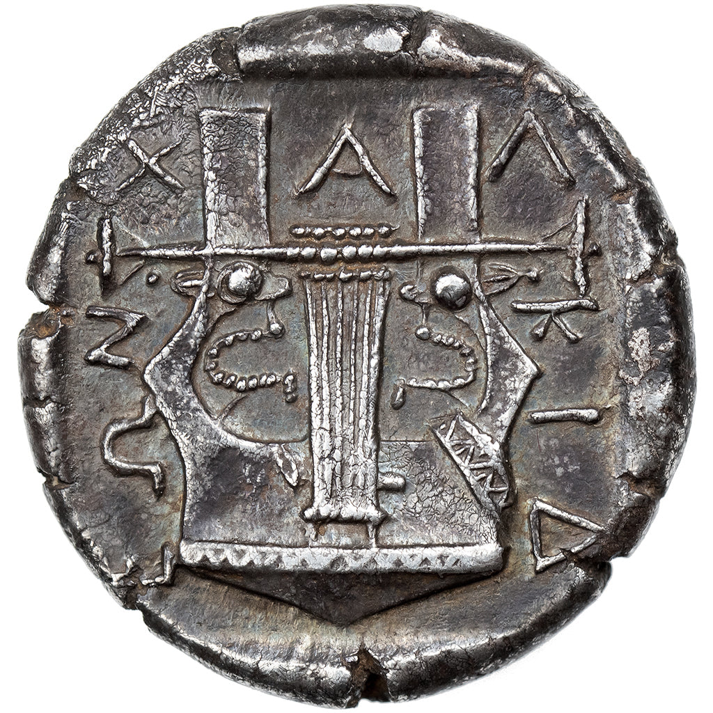 Chalkidian League, Tetradrachm, 420-365 BC, Olynthus, Srebro, AU(55-58)