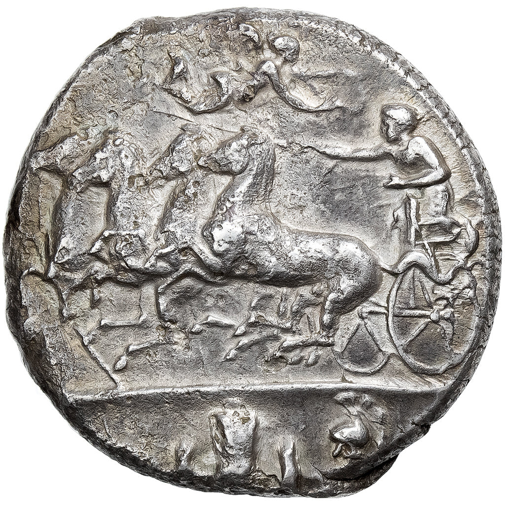 Sicily, Decadrachm, 405-367 BC, Syracuse, Signed work by Euainetos, Argento, MB
