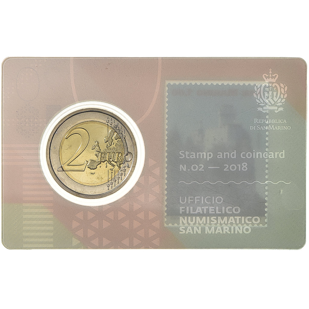 San Marino, 2 Euro + Stamp, 2018, Rome, MS(65-70)