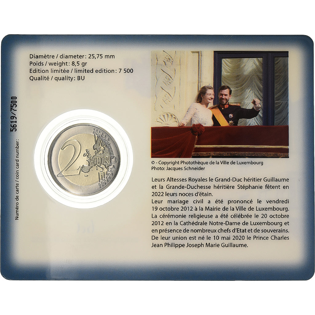 Luxemburg, Henri, 2 Euro, 10th Anniversary - Wedding, BU, 2022, MDP