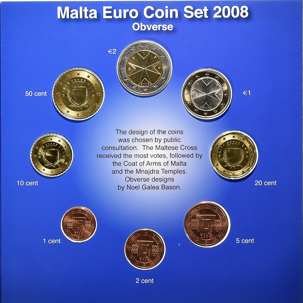 Malta, Set 1 ct. - 2 Euro, BU, 2008, MDP, N/D, MS(65-70)
