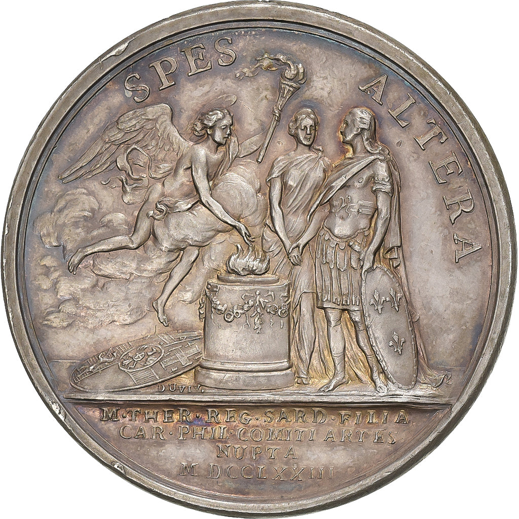 Francia, medalla, Louis XV, Mariage du Comte d'Artois, 1773, Plata, Duvivier